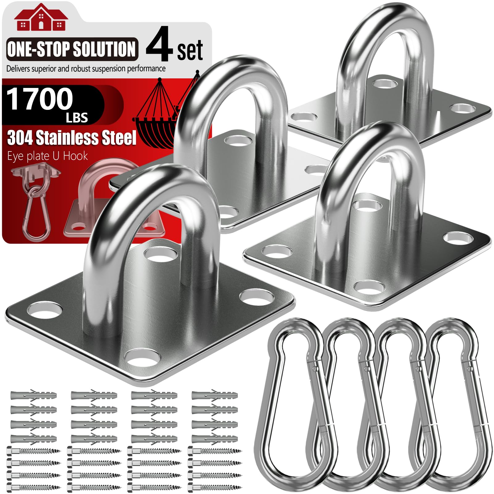 Stainless Steel Ceiling Hook Set 8PCS
