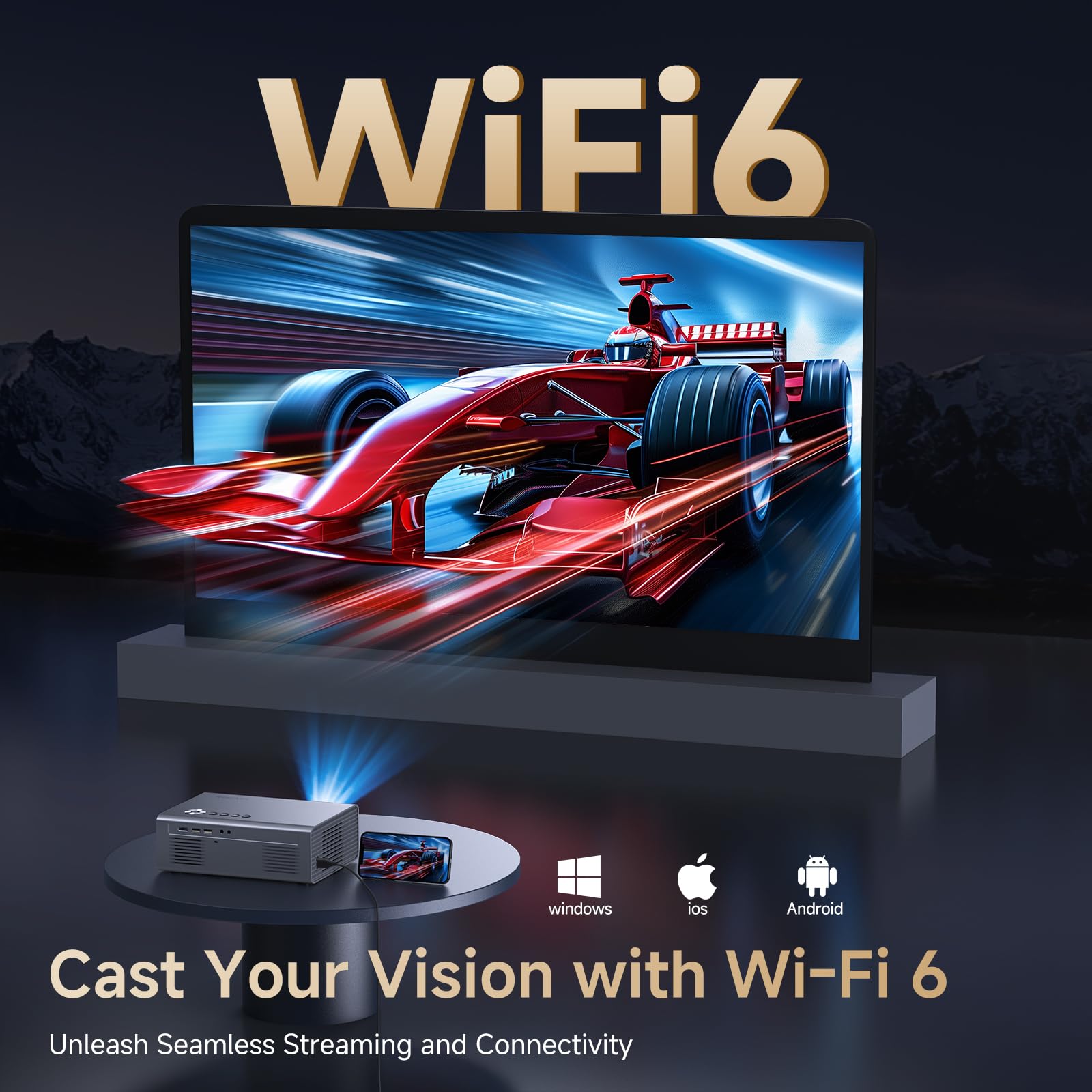 Smart WiFi Bluetooth Projector GC357C Lite