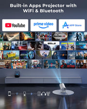 Mini Smart Projector WiFi Bluetooth 4K Support