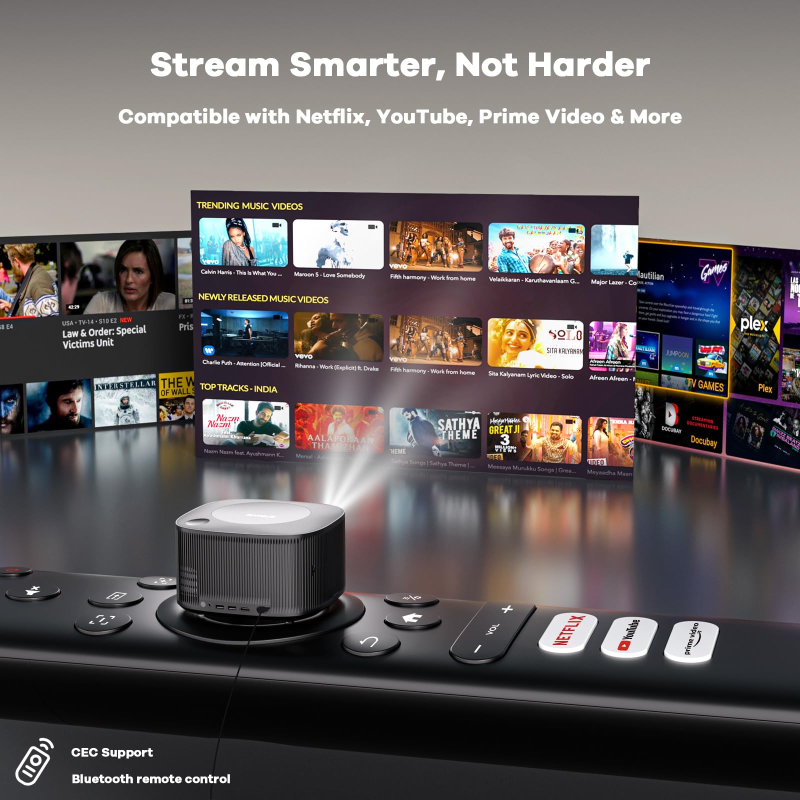 4K Smart Projector WiFi Bluetooth Auto Focus