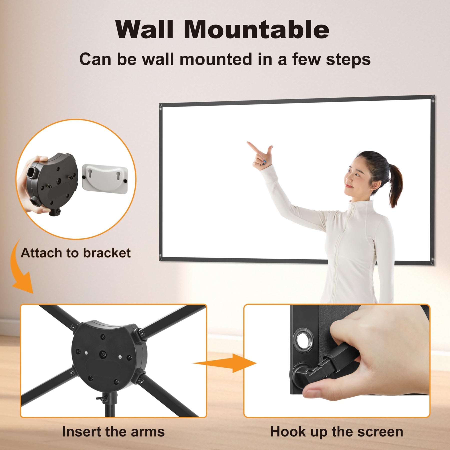 Outdoor Projector Screen with Stand 4K 16:9