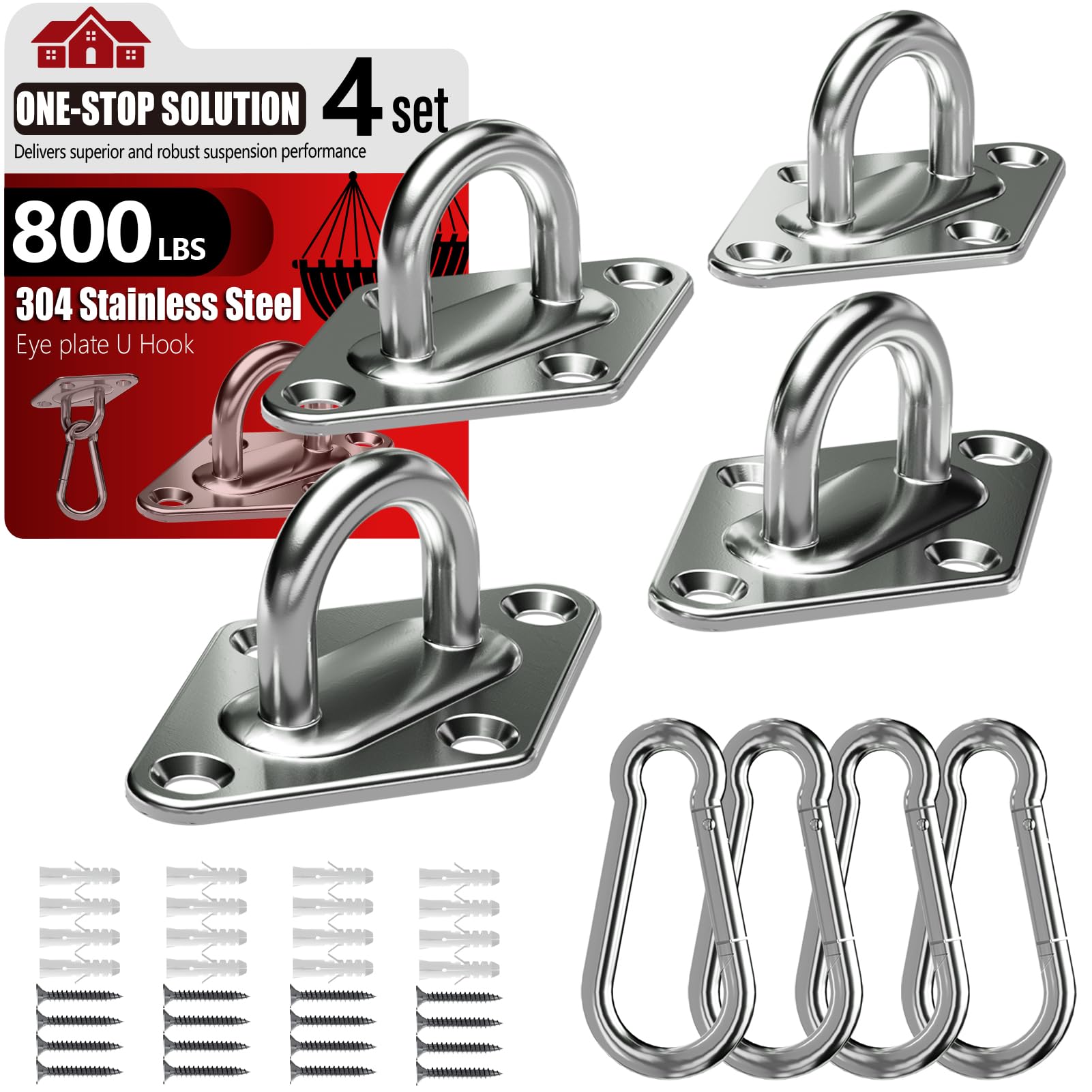 Stainless Steel Ceiling Hook Set 8PCS