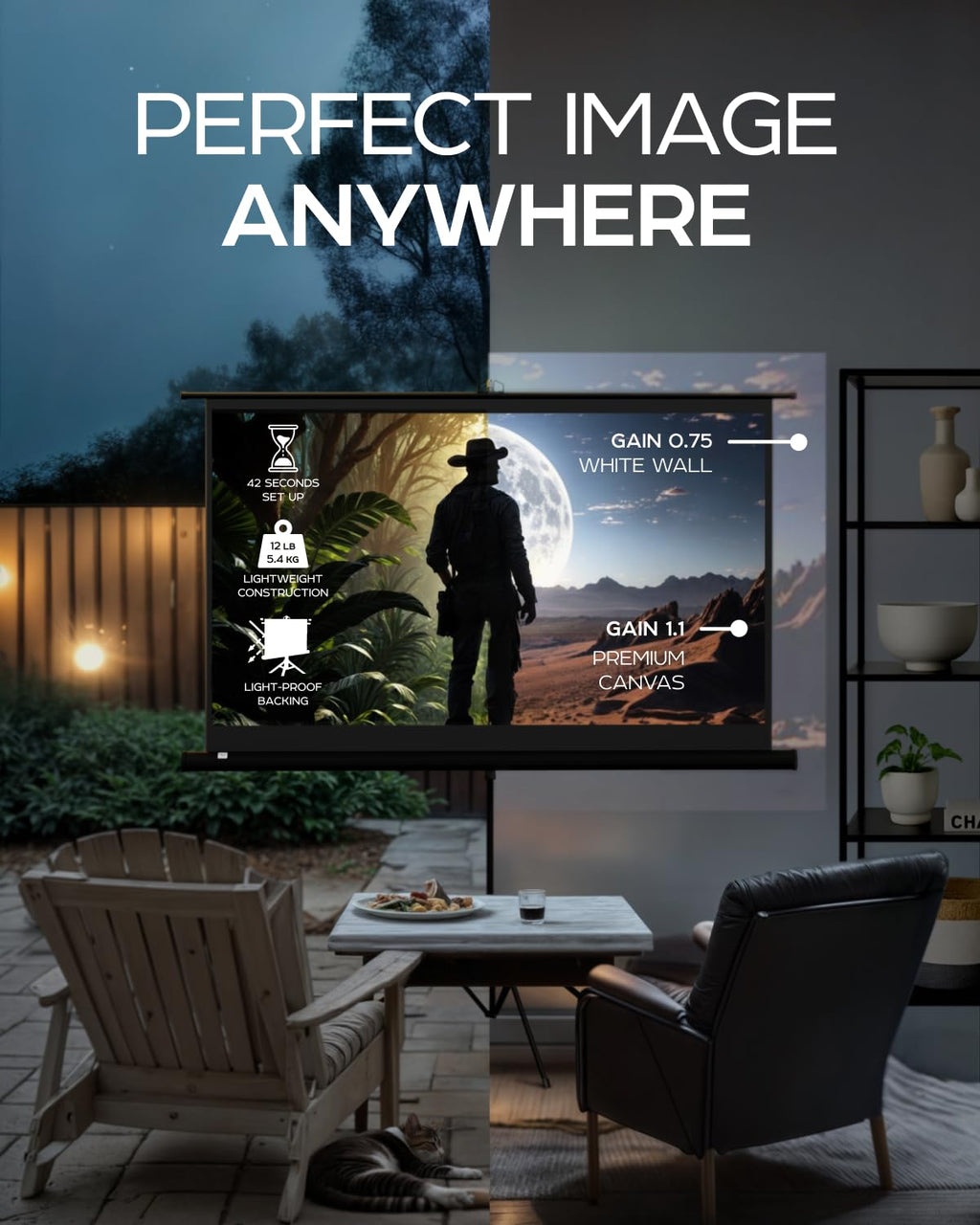 100 Inch Projector Screen with Stand 4:3 HD