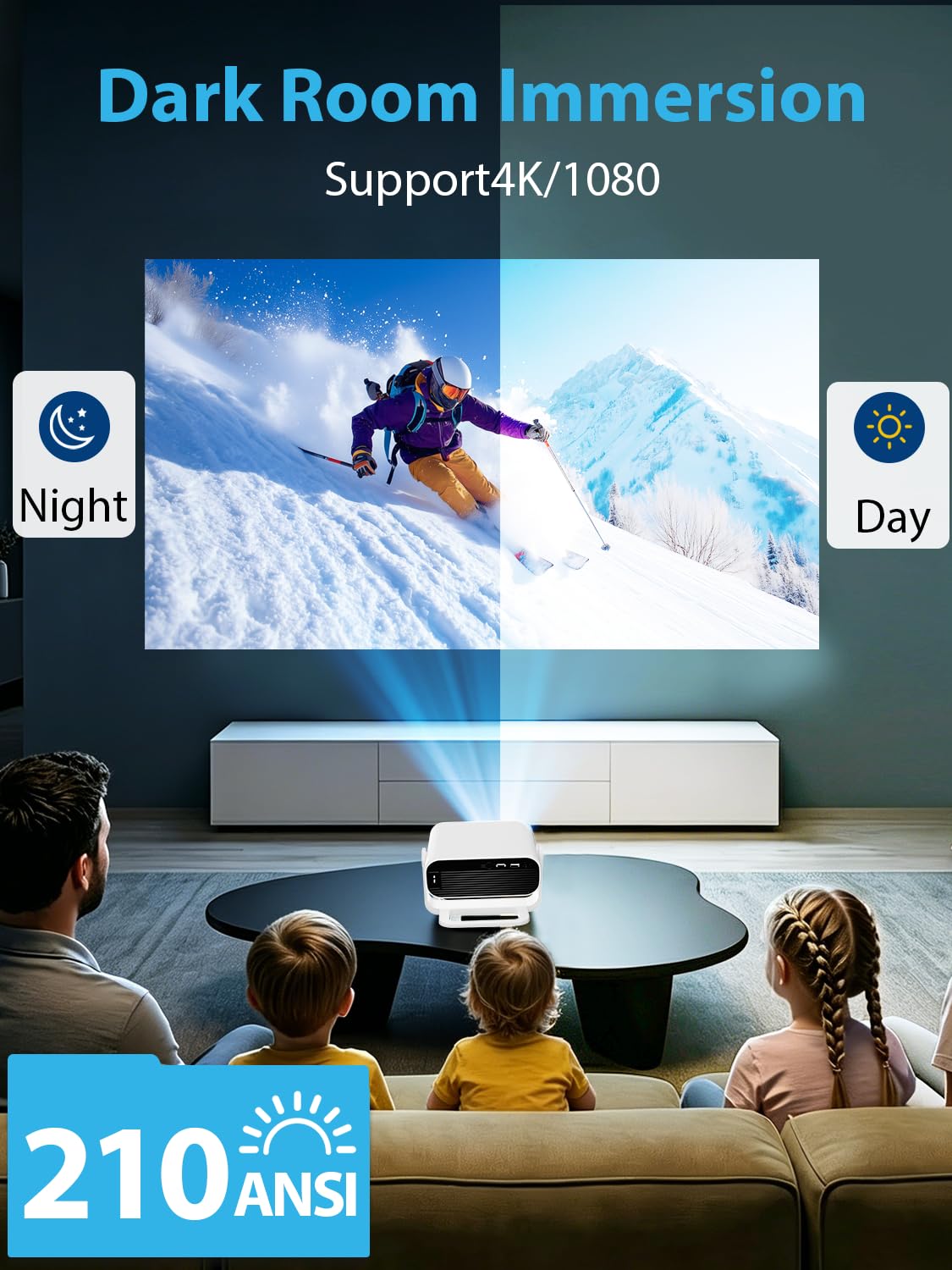 Mini Smart Projector 4K WiFi 6 Bluetooth 5