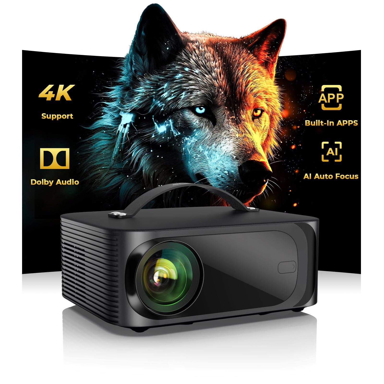4K Smart Projector WiFi Bluetooth Dolby Audio