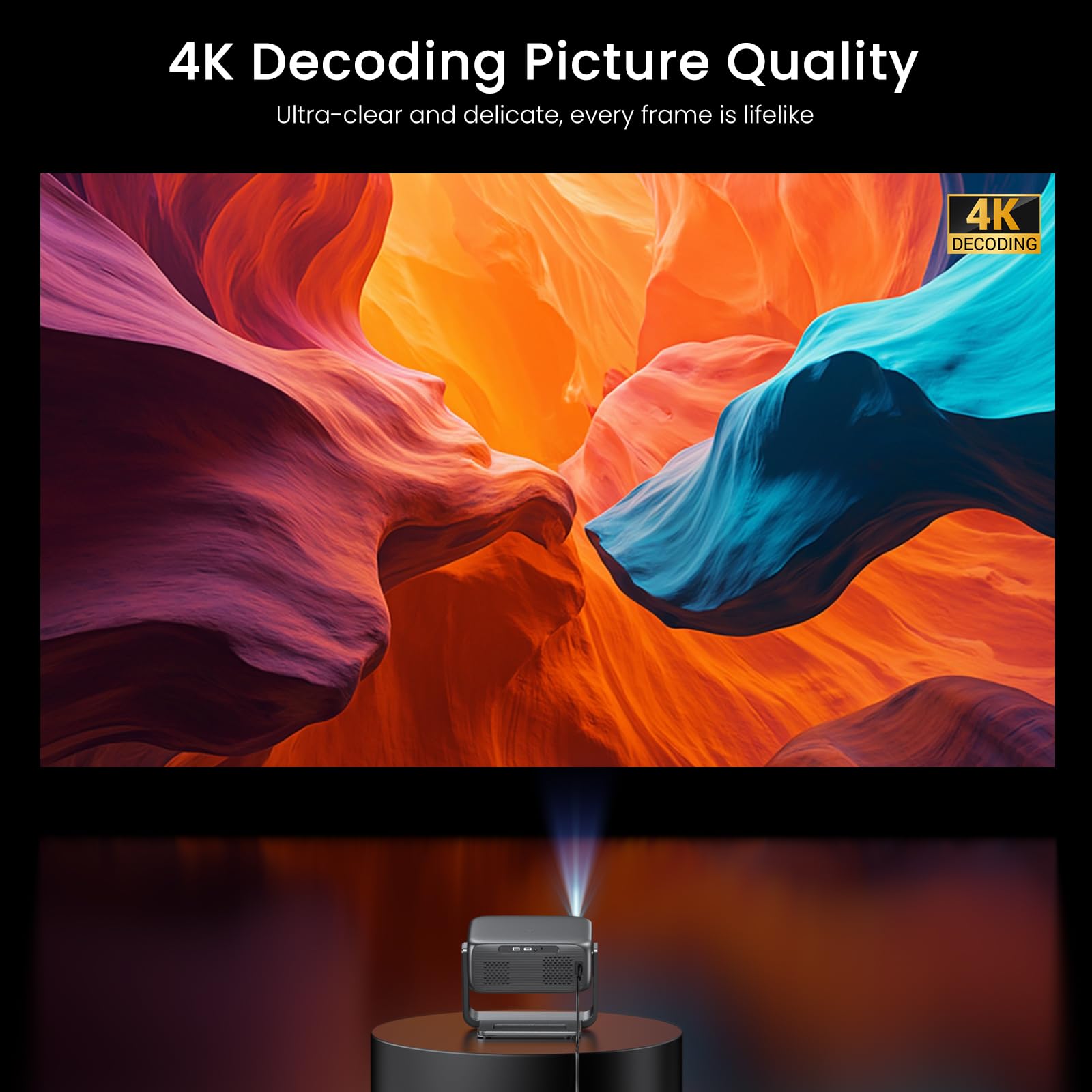 4K Smart Projector 2000 ANSI WiFi Bluetooth