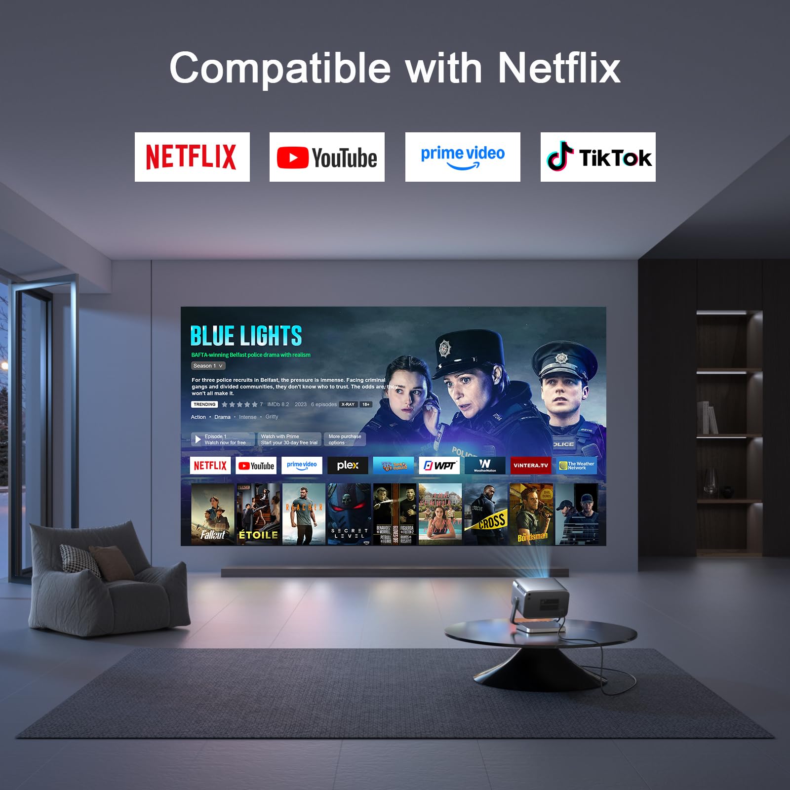 Mini Smart Projector 4K WiFi Bluetooth