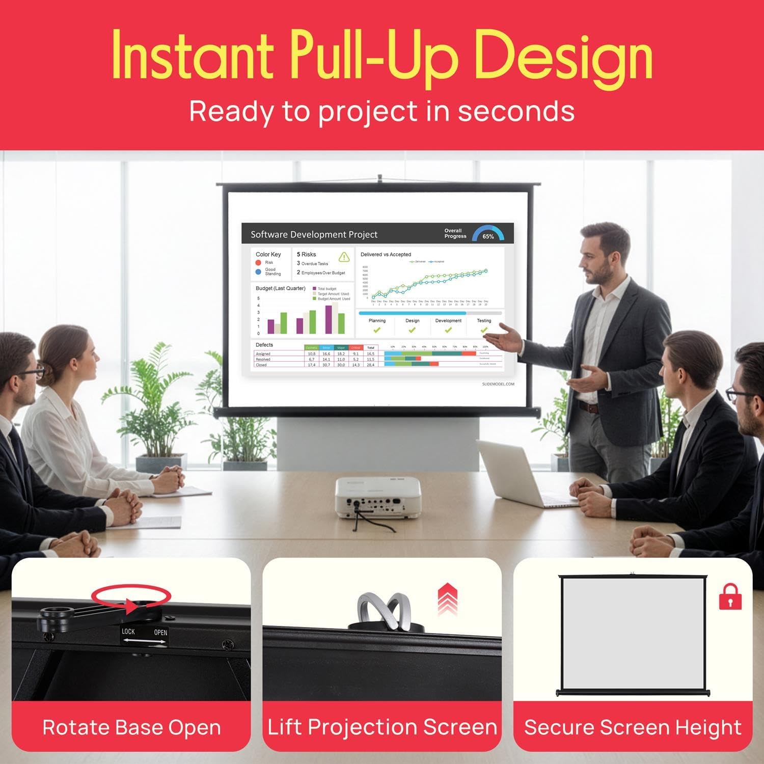 100 Inch Manual Pull Down Projector Screen