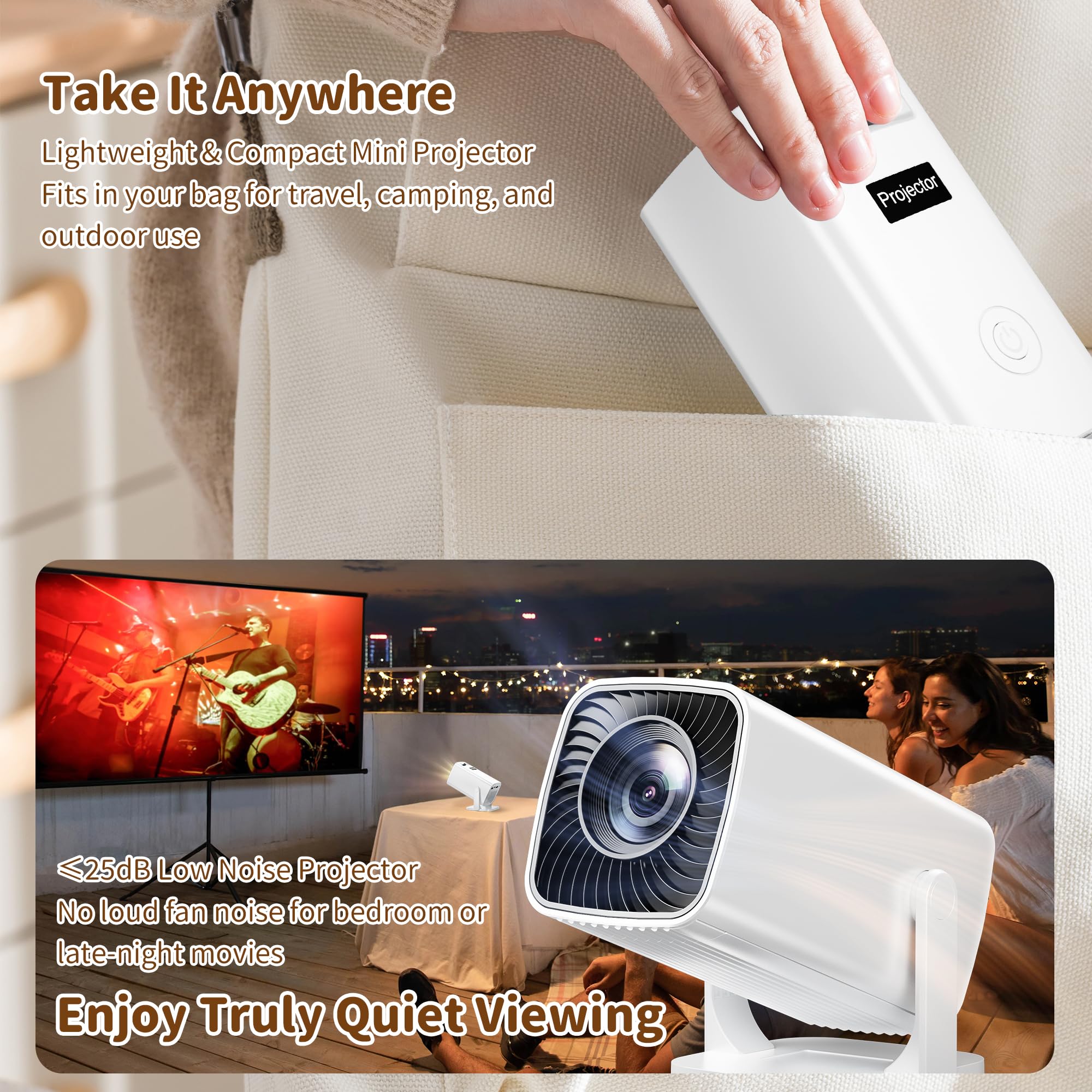 Mini Projector, Portable Projector 4K Support