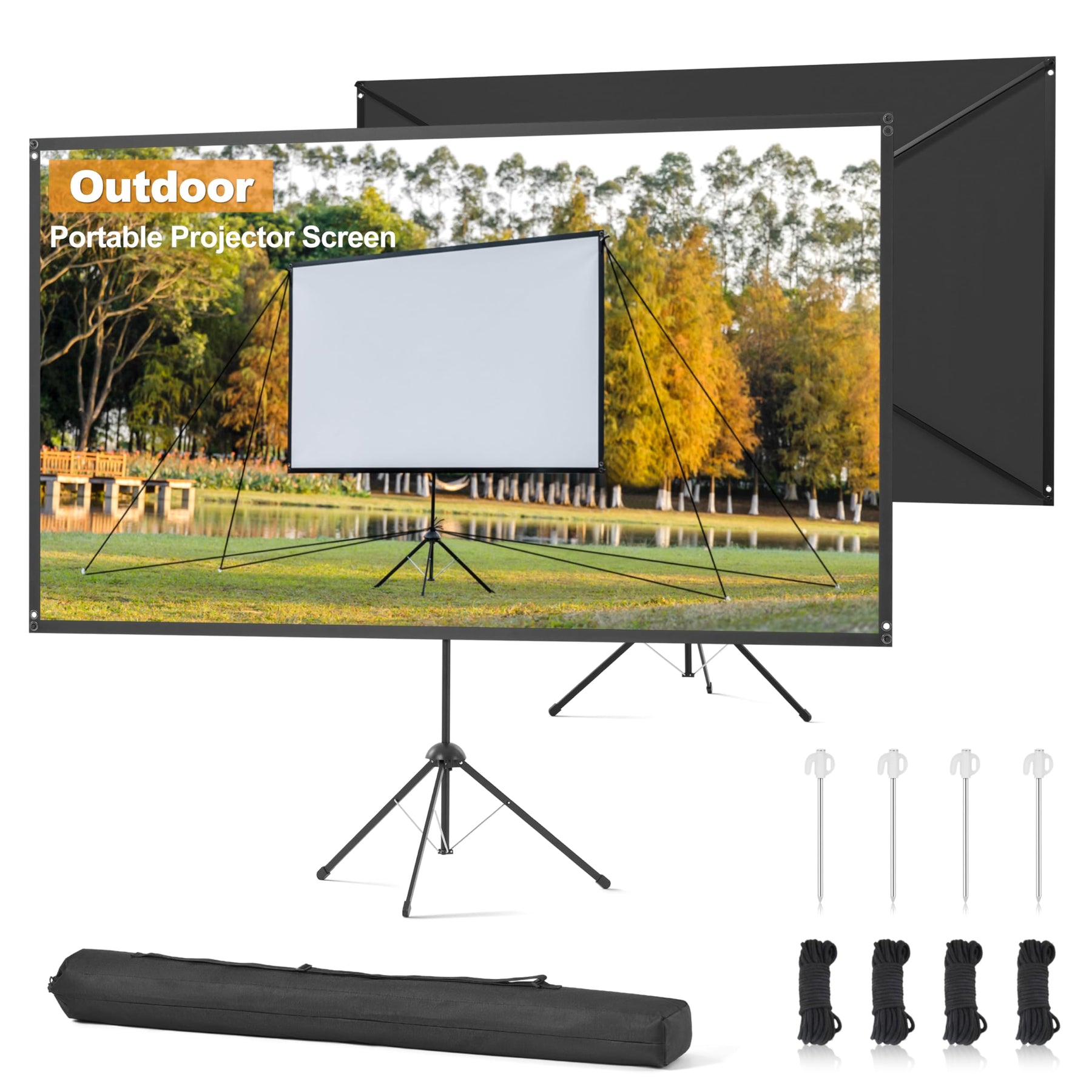 Outdoor Projector Screen with Stand 4K 16:9