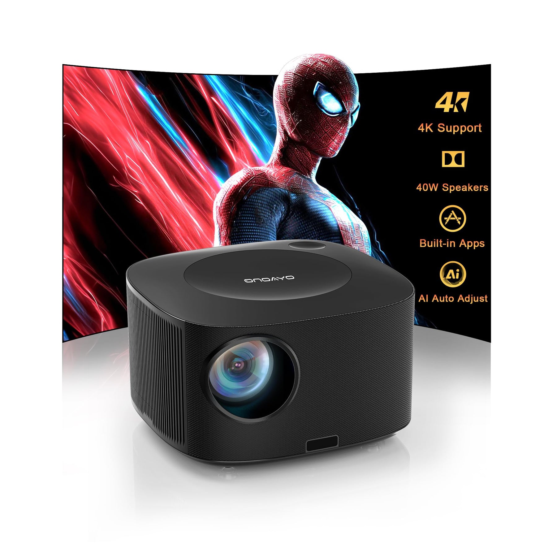 4K Smart Projector WiFi Bluetooth Auto Focus