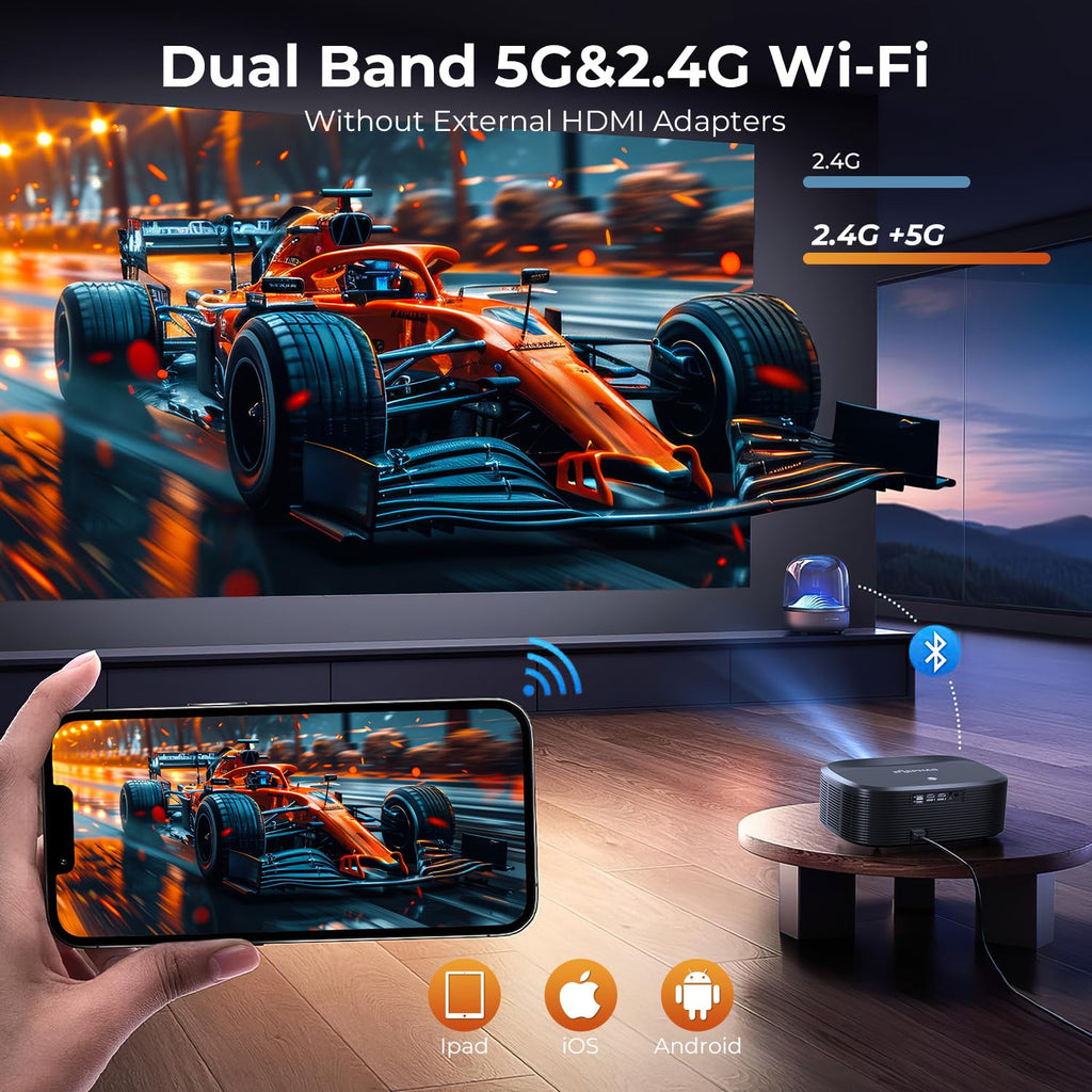 4K Smart Projector WiFi Bluetooth Apps Built-In