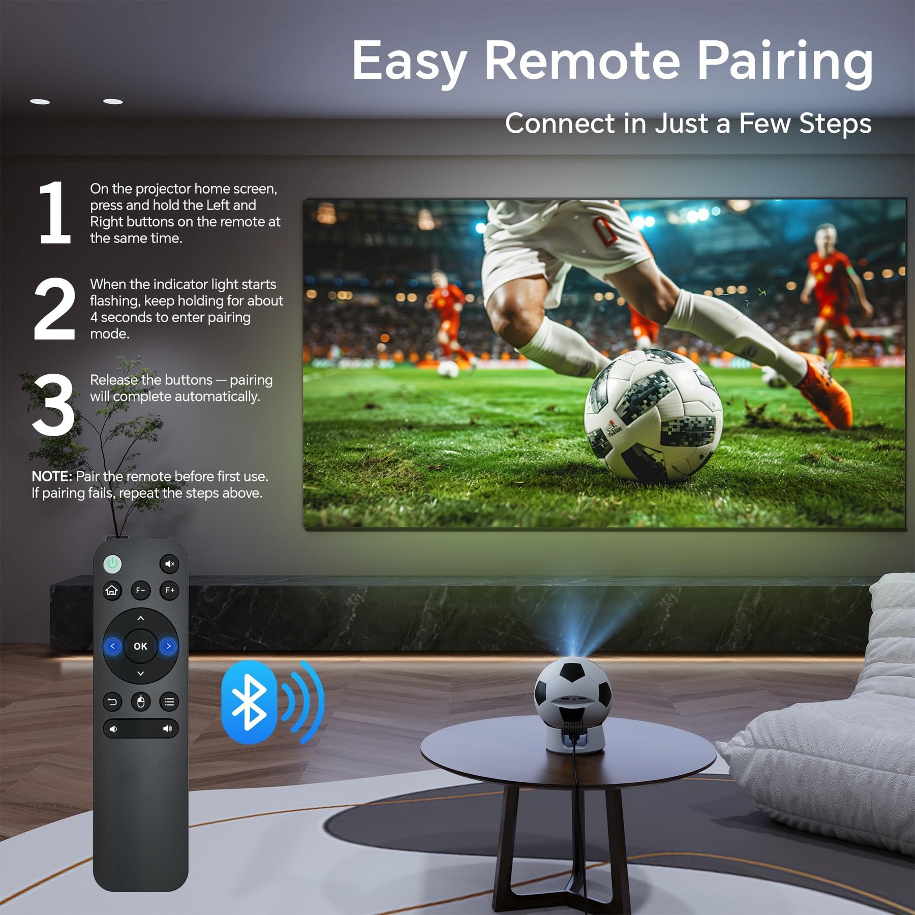 Mini Smart Projector 1080P WiFi Bluetooth