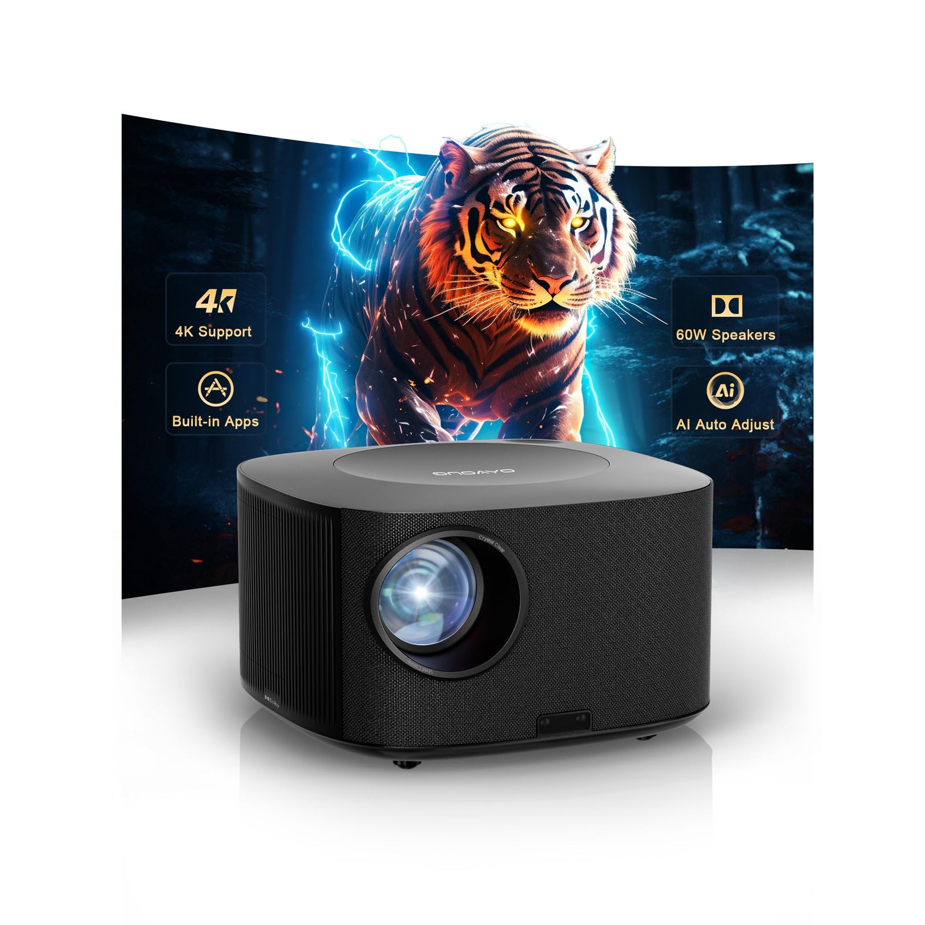 4K Smart Projector WiFi Bluetooth Auto Focus