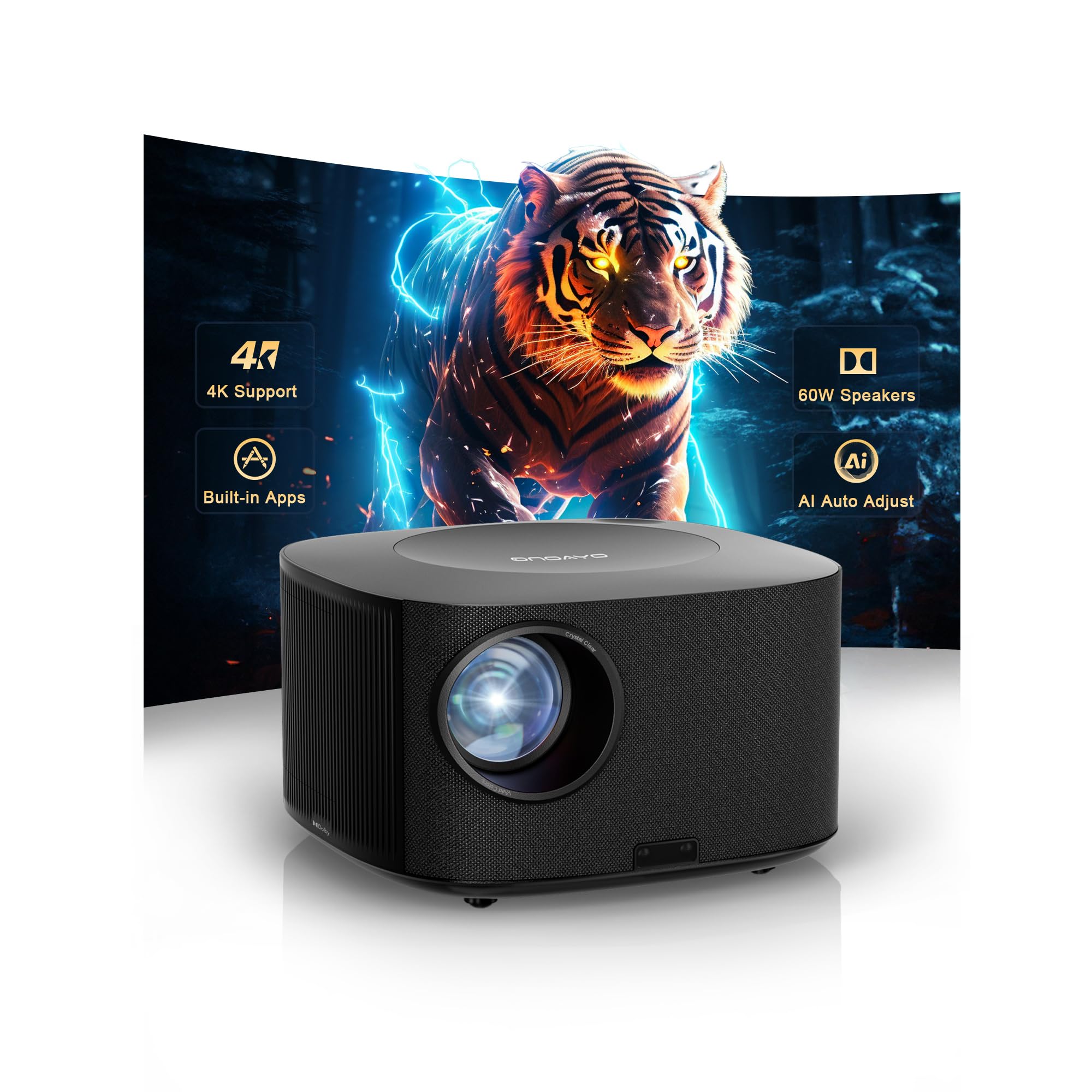 4K Smart Projector WiFi Bluetooth Auto Focus