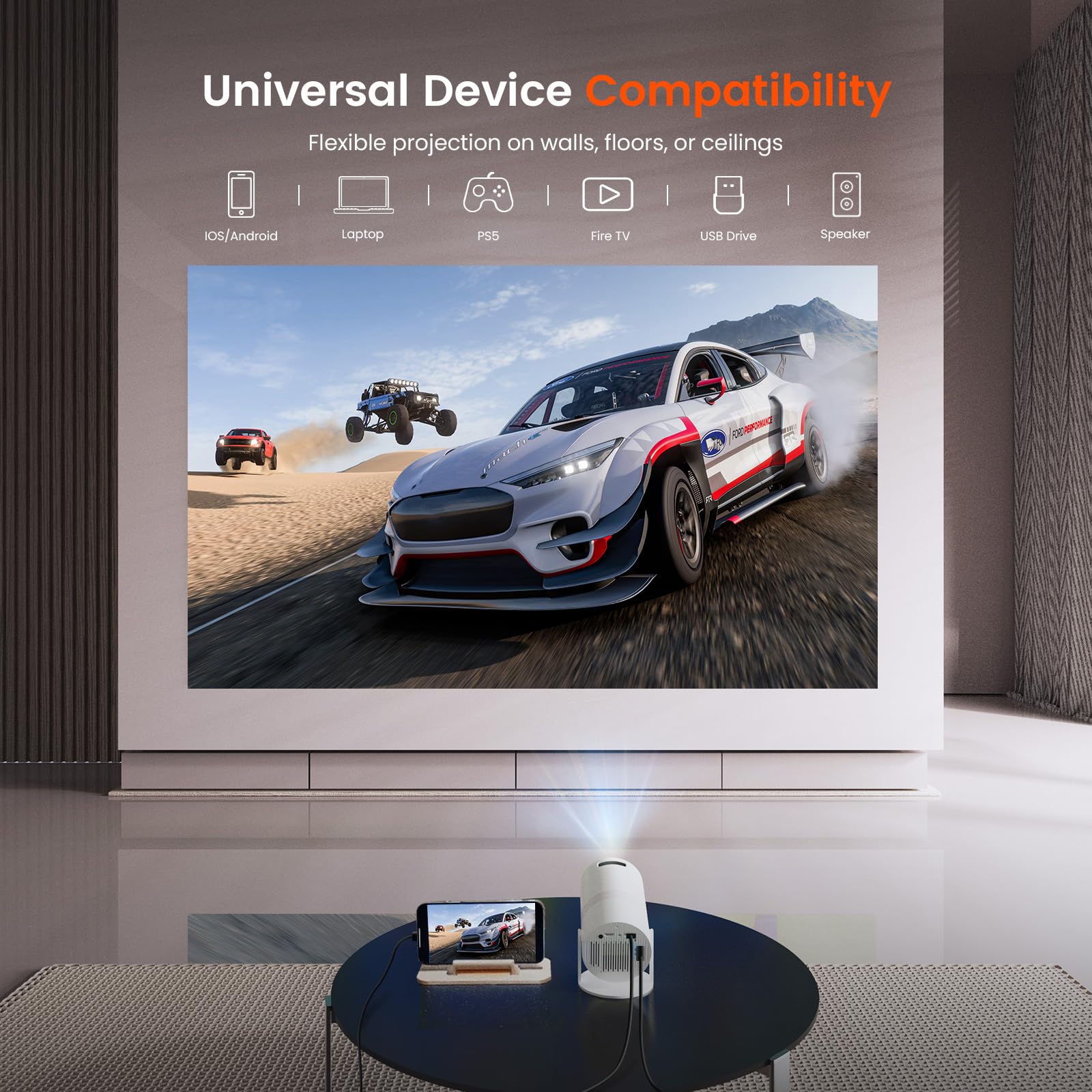 Mini Projector WiFi Bluetooth 1080P HD