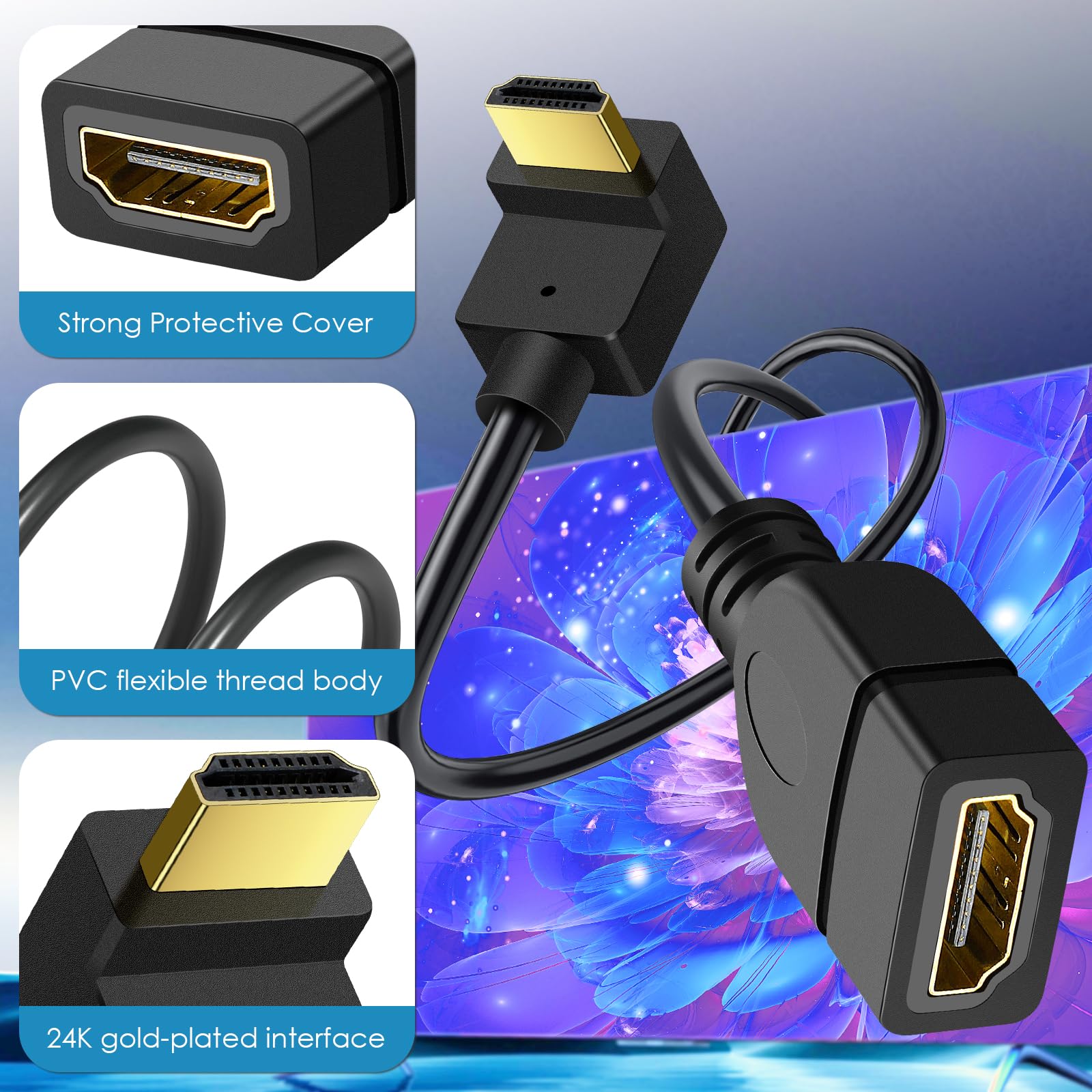 90° HDMI Extension Cable Male to Female
