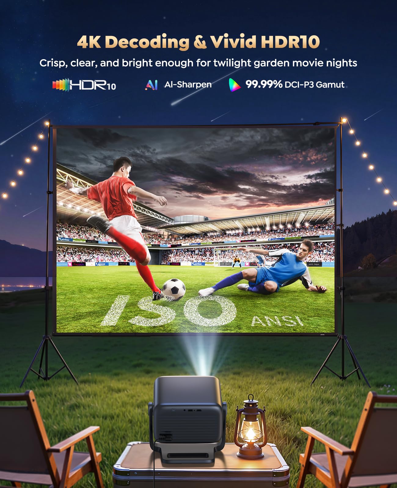 4K Smart Projector WiFi 6 Bluetooth 5.3