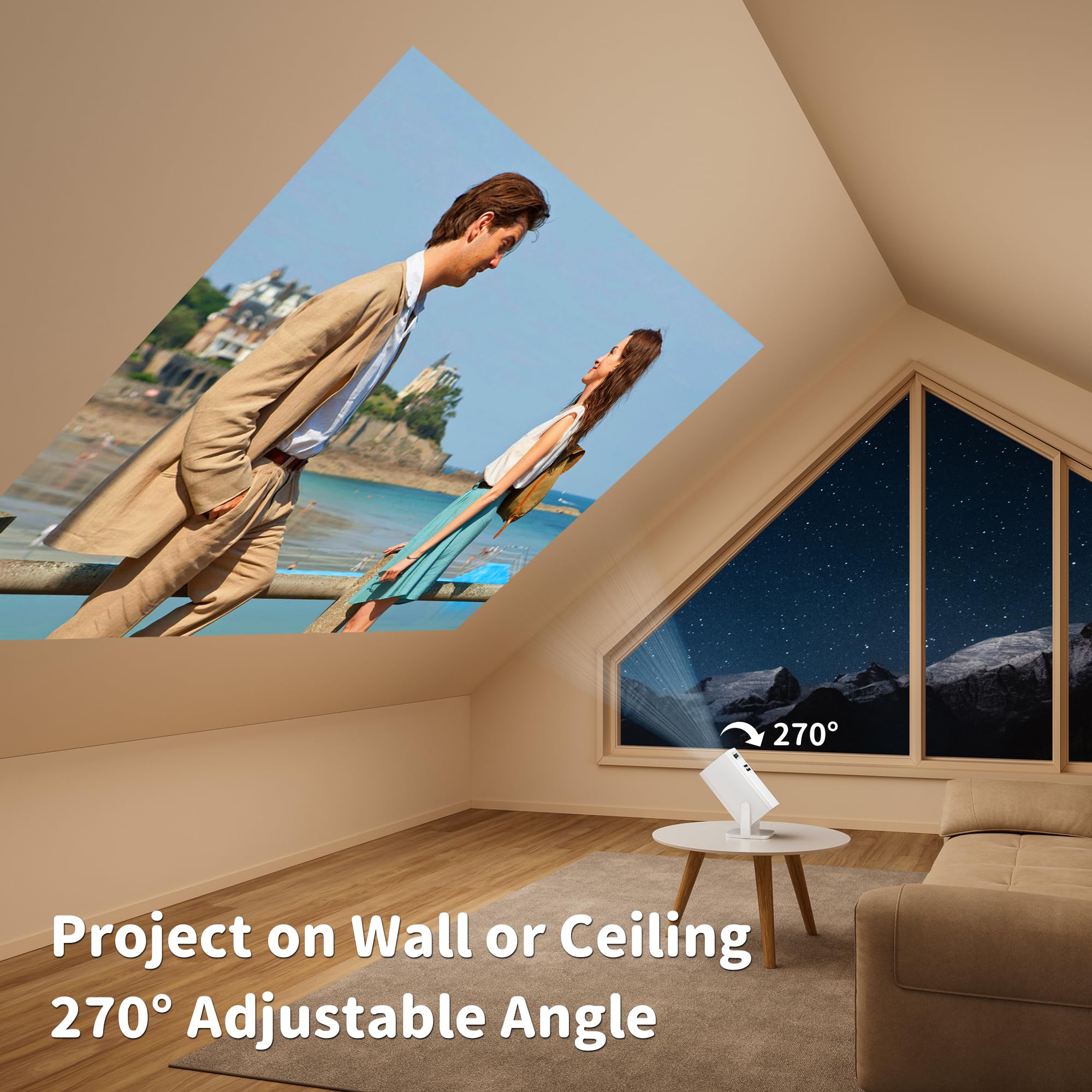 Mini Projector, Portable Projector 4K Support