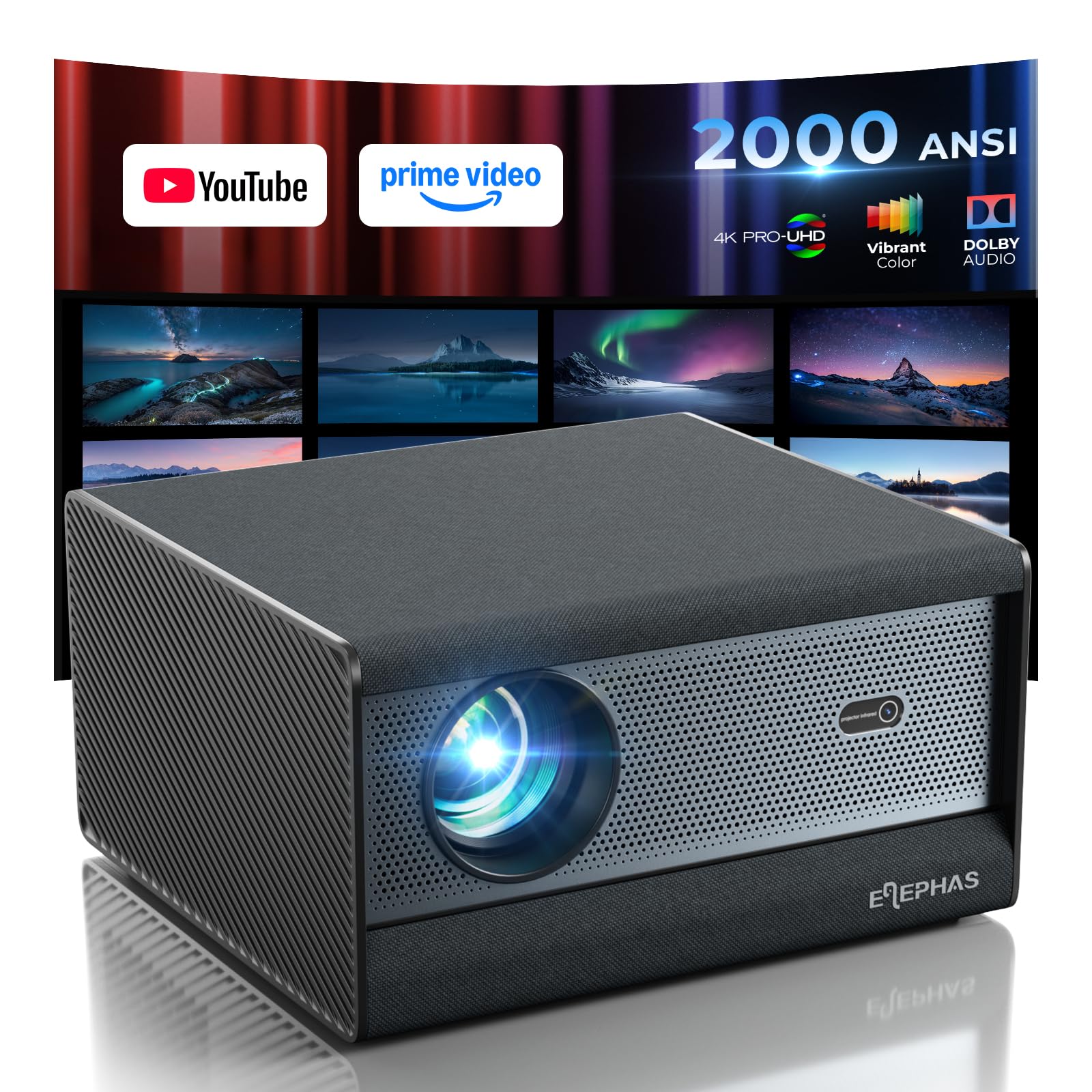 4K Smart Projector WiFi Bluetooth Apps Built-In