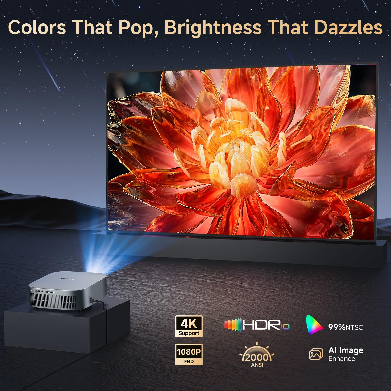 4K Smart Projector WiFi Bluetooth Auto Focus