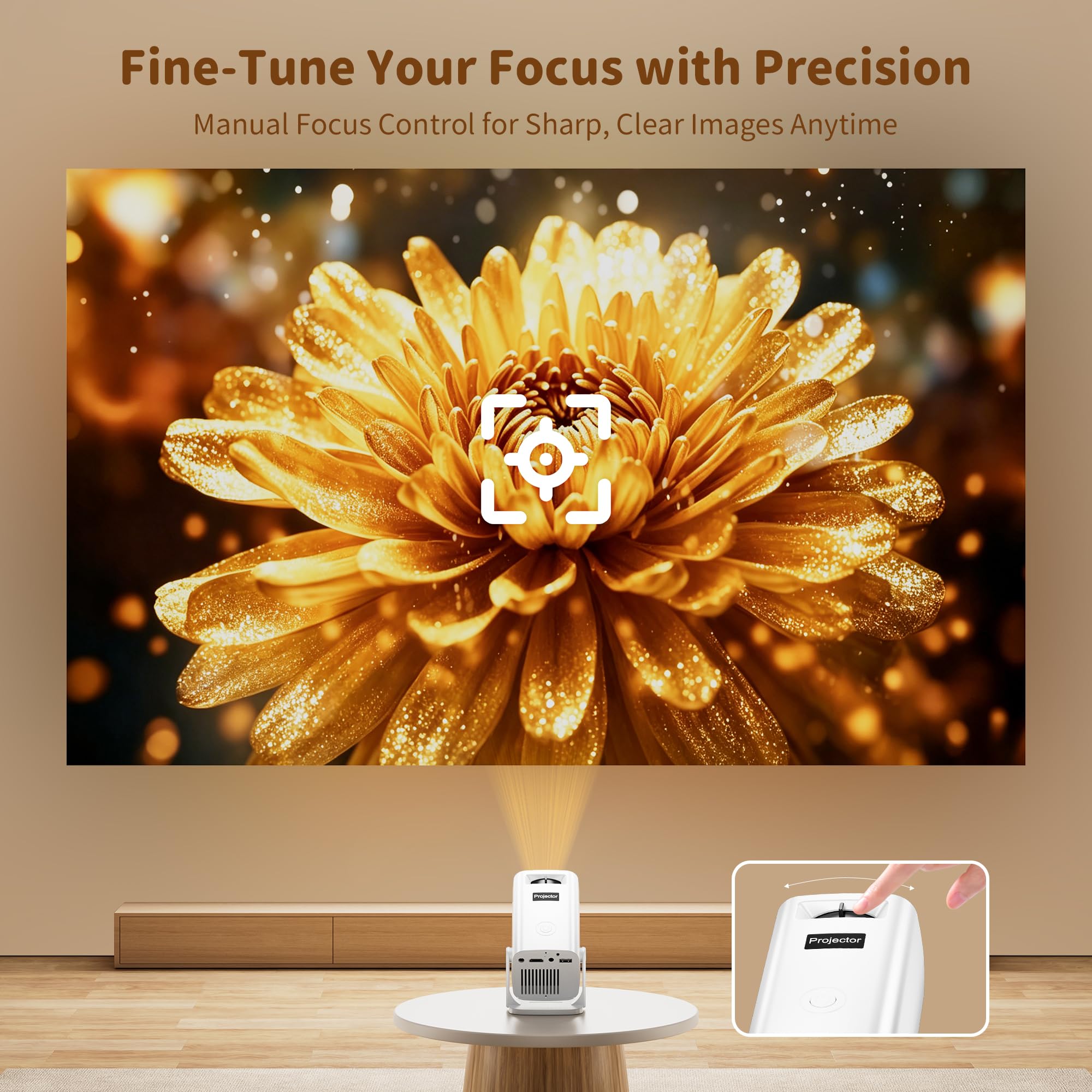 Mini Projector, Portable Projector 4K Support