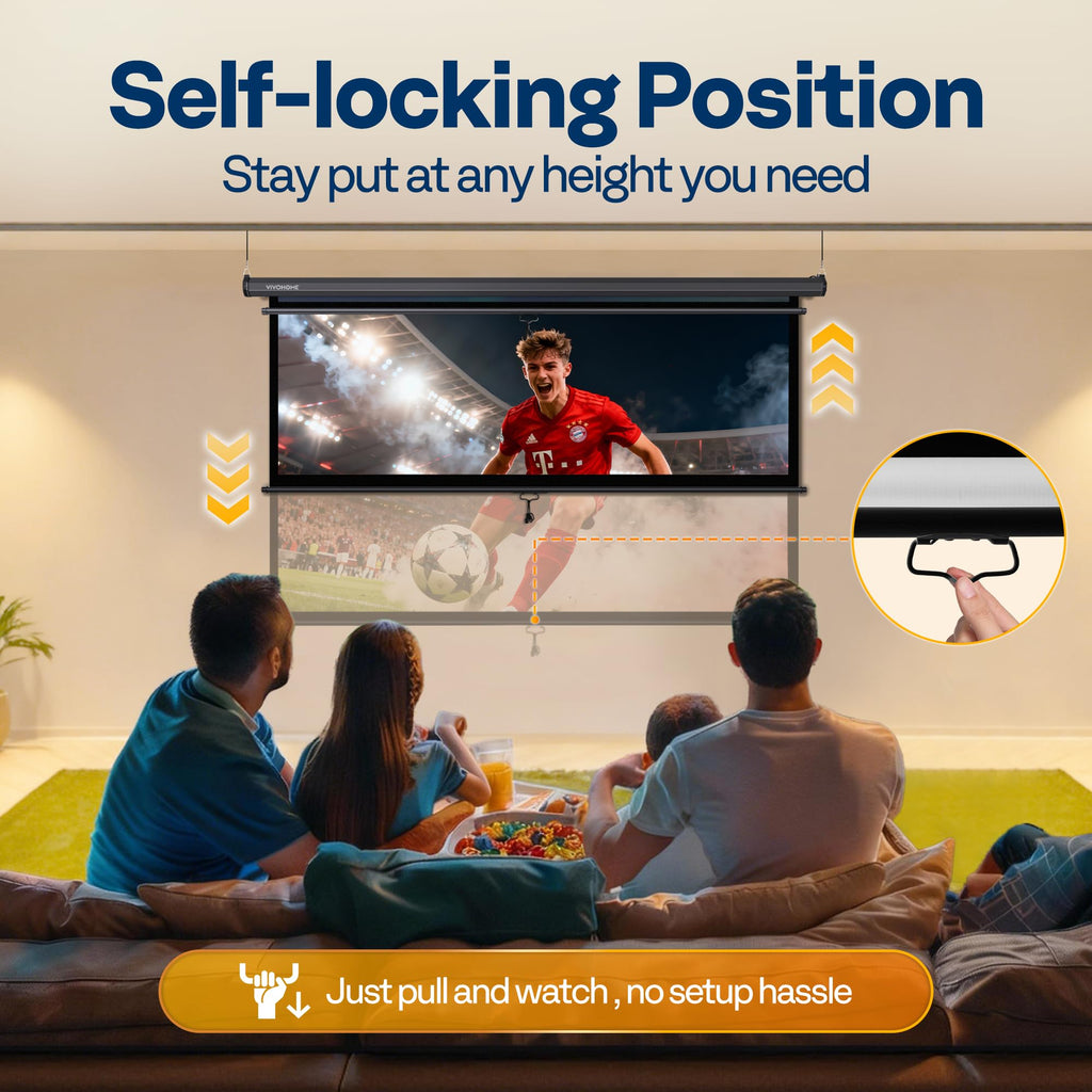 Manual Pull Down Projector Screen 72–120 Inch