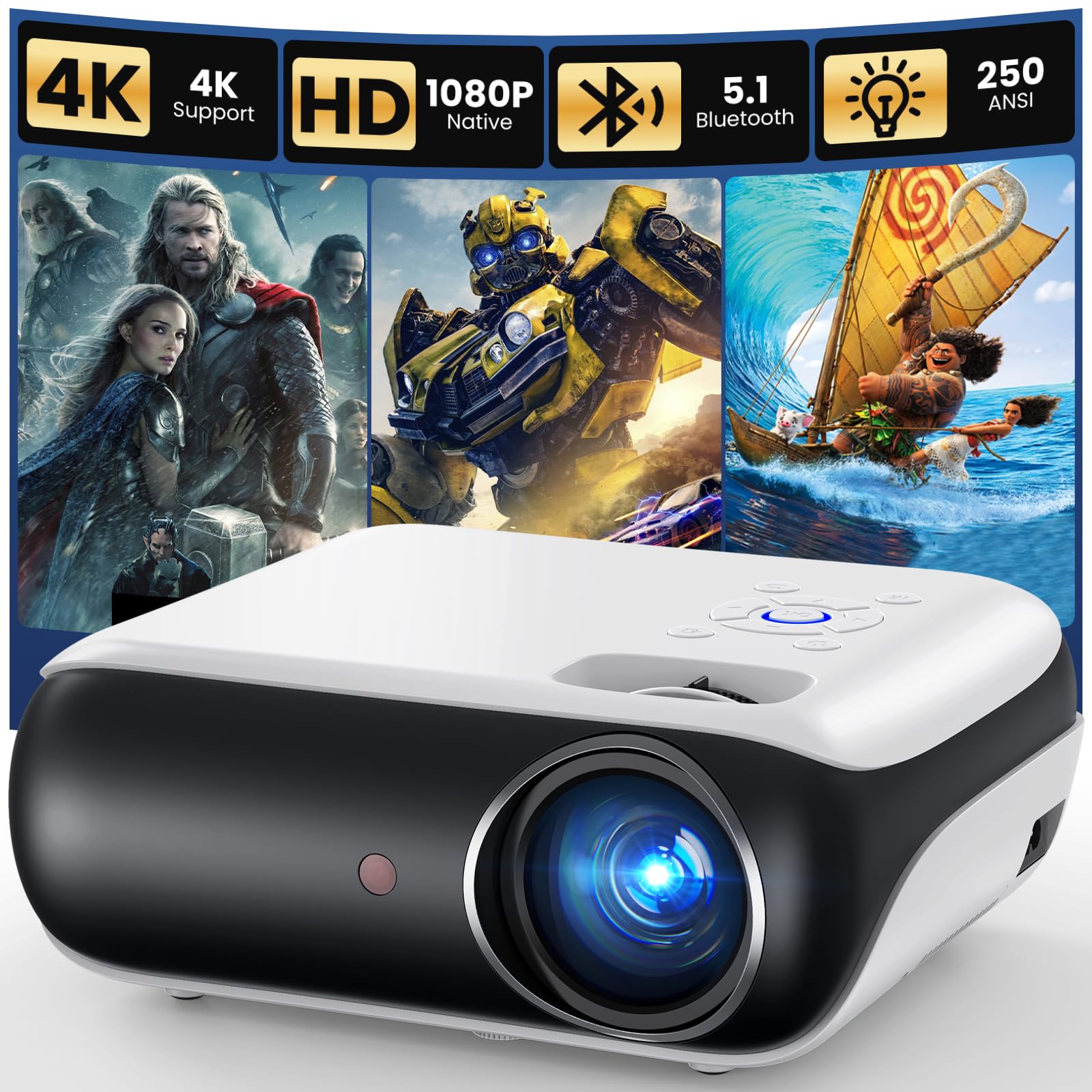 Full HD 1080P Bluetooth Projector
