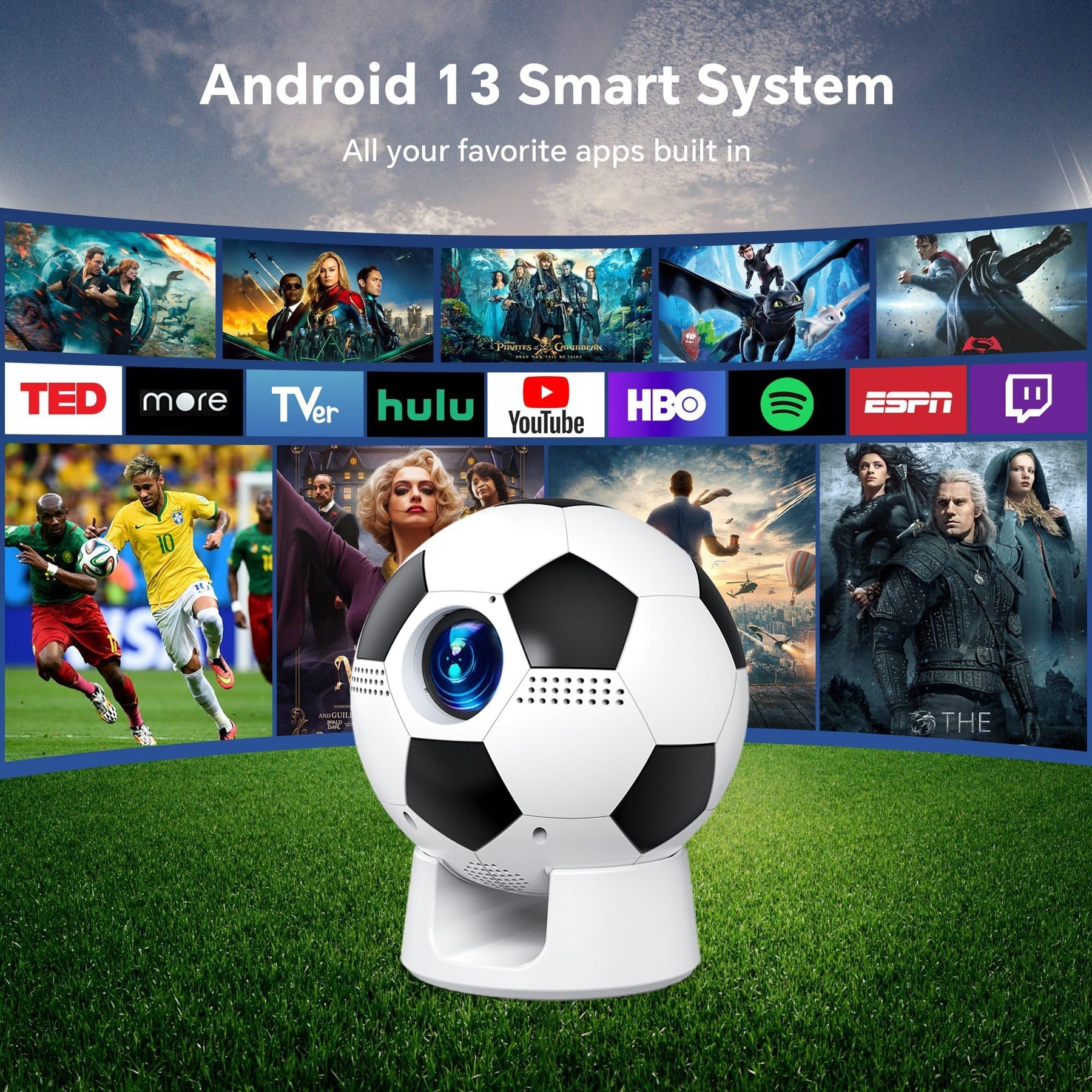 Mini Smart Projector 1080P WiFi Bluetooth